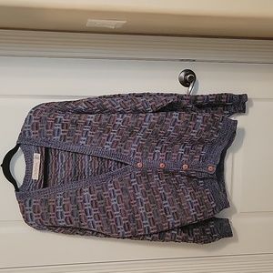 Men's blue multi color Cardigan.  Vintage.size Large